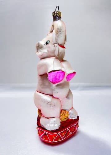 CHRISTOPHER RADKO Pearly Circus Pink Elephant Glass Christmas Ornament - Thumbnail 7