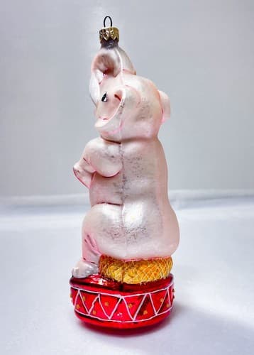 CHRISTOPHER RADKO Pearly Circus Pink Elephant Glass Christmas Ornament - Thumbnail 3