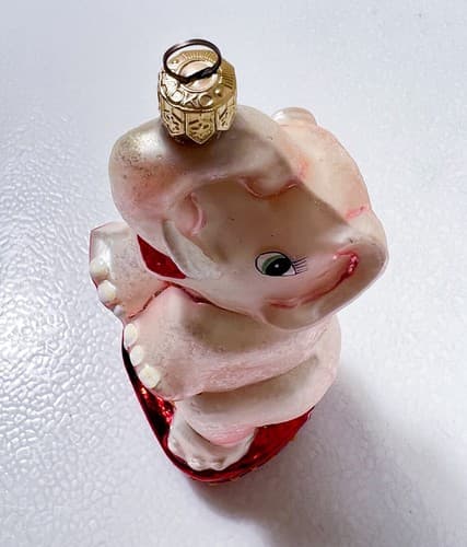 CHRISTOPHER RADKO Pearly Circus Pink Elephant Glass Christmas Ornament - Thumbnail 6