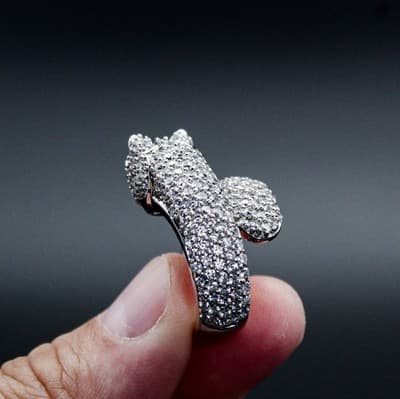 SONIA BITTEN Cz Cubic Zirconia Sterling Silver Leopard Jaguar Ring Size 6 - Thumbnail 7