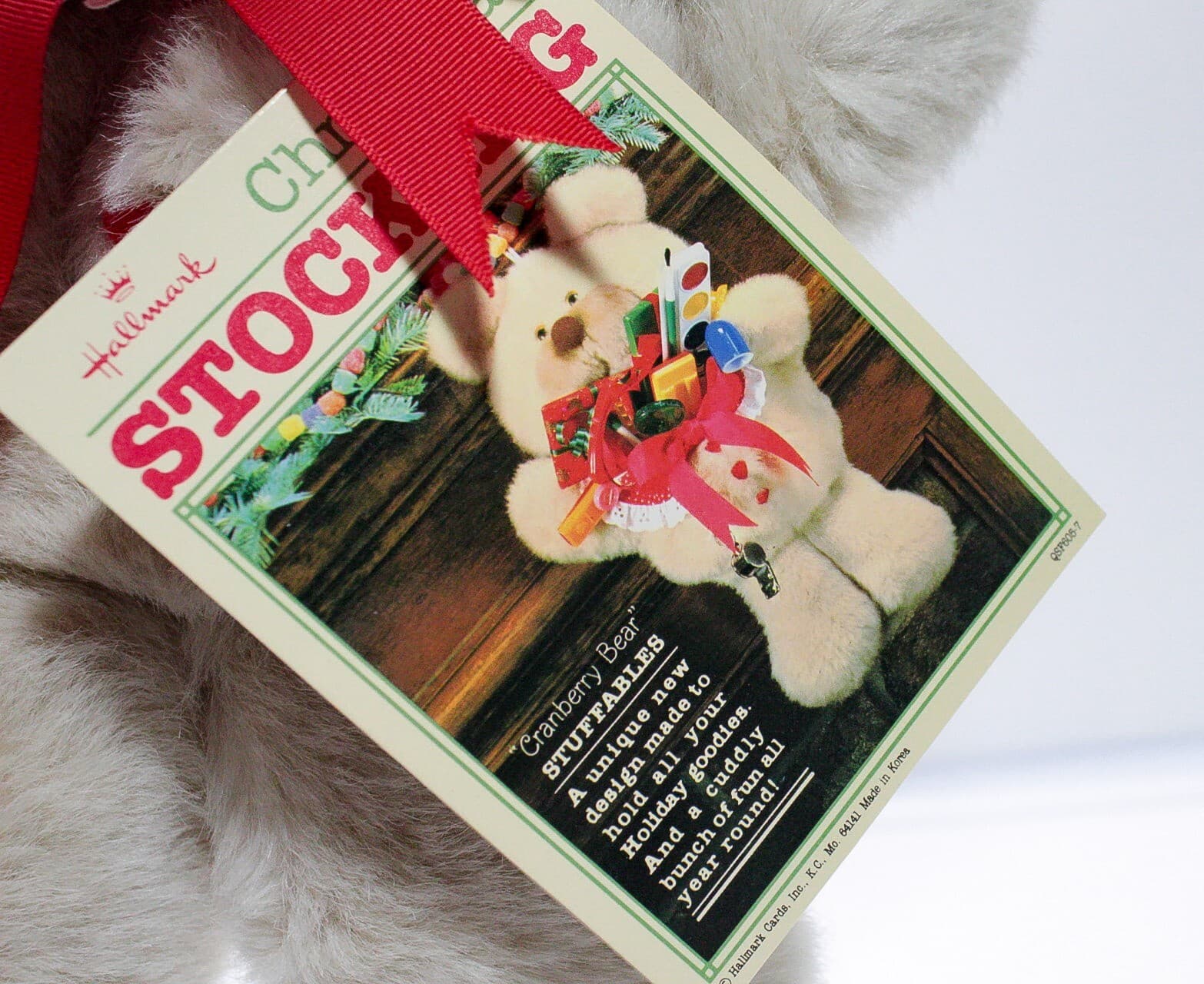 HALLMARK Vintage 1983 Plush Teddy Bear Christmas Stocking w/ Tag - Thumbnail 3
