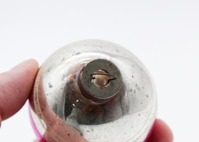Shiny Brite Silvered Vintage Pink Striped Ball Glass Christmas Ornament - Thumbnail 3