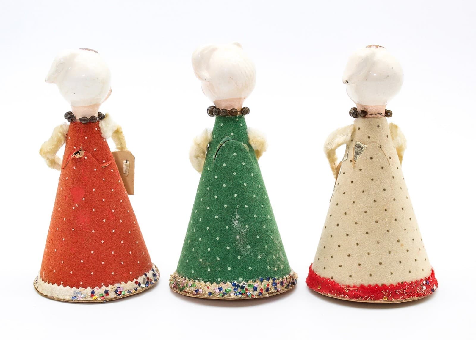 3 Vintage Holt Howard Choir Girls Japan Ceramic Head Christmas Decoration 5.5" - Thumbnail 9