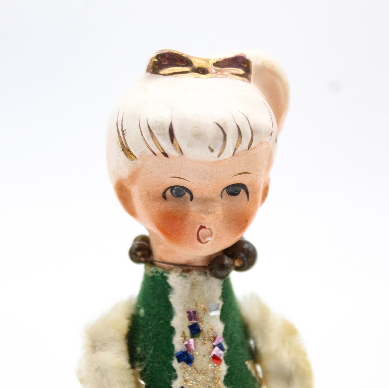 3 Vintage Holt Howard Choir Girls Japan Ceramic Head Christmas Decoration 5.5" - Thumbnail 3