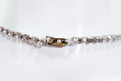 Vintage Rhinestone Faceted Emerald Cut Silvertone Pendant Necklace - Thumbnail 4