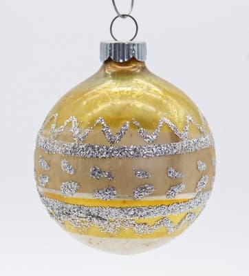 Vintagw SHINY BRITE Yellow Mica Ornate Glass Christmas Ornament - Thumbnail 4