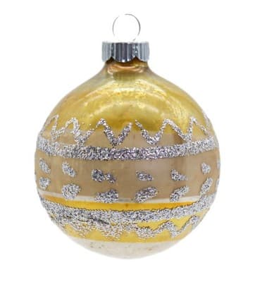 Vintagw SHINY BRITE Yellow Mica Ornate Glass Christmas Ornament - Image 1