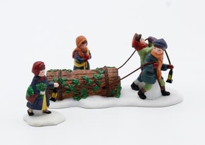 Department 56 Bringing Home The Yule Log Christmas Village Collection Accessory - Thumbnail 3
