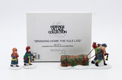 Department 56 Bringing Home The Yule Log Christmas Village Collection Accessory - Thumbnail 2