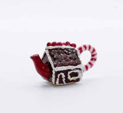 Vintage Handcrafted Peppermint Dollhouse Miniature Gingerbread House Teapot - Thumbnail 4