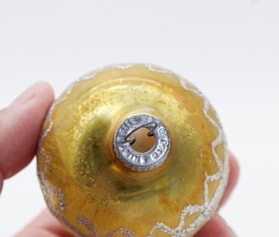 Vintagw SHINY BRITE Yellow Mica Ornate Glass Christmas Ornament - Thumbnail 3