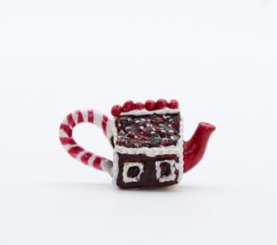 Vintage Handcrafted Peppermint Dollhouse Miniature Gingerbread House Teapot - Thumbnail 5