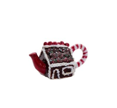 Vintage Handcrafted Peppermint Dollhouse Miniature Gingerbread House Teapot - Image 1