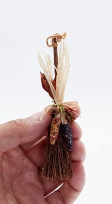 OOAK Miniature Dollhouse Broom w/ Assorted Corns Fall Autumn Decor 1:12 - Thumbnail 3