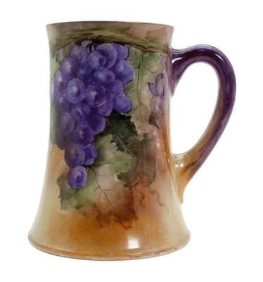 Antique T&V Limoges France Hand Painted Grape & Vine Porcelain Stein - Image 1