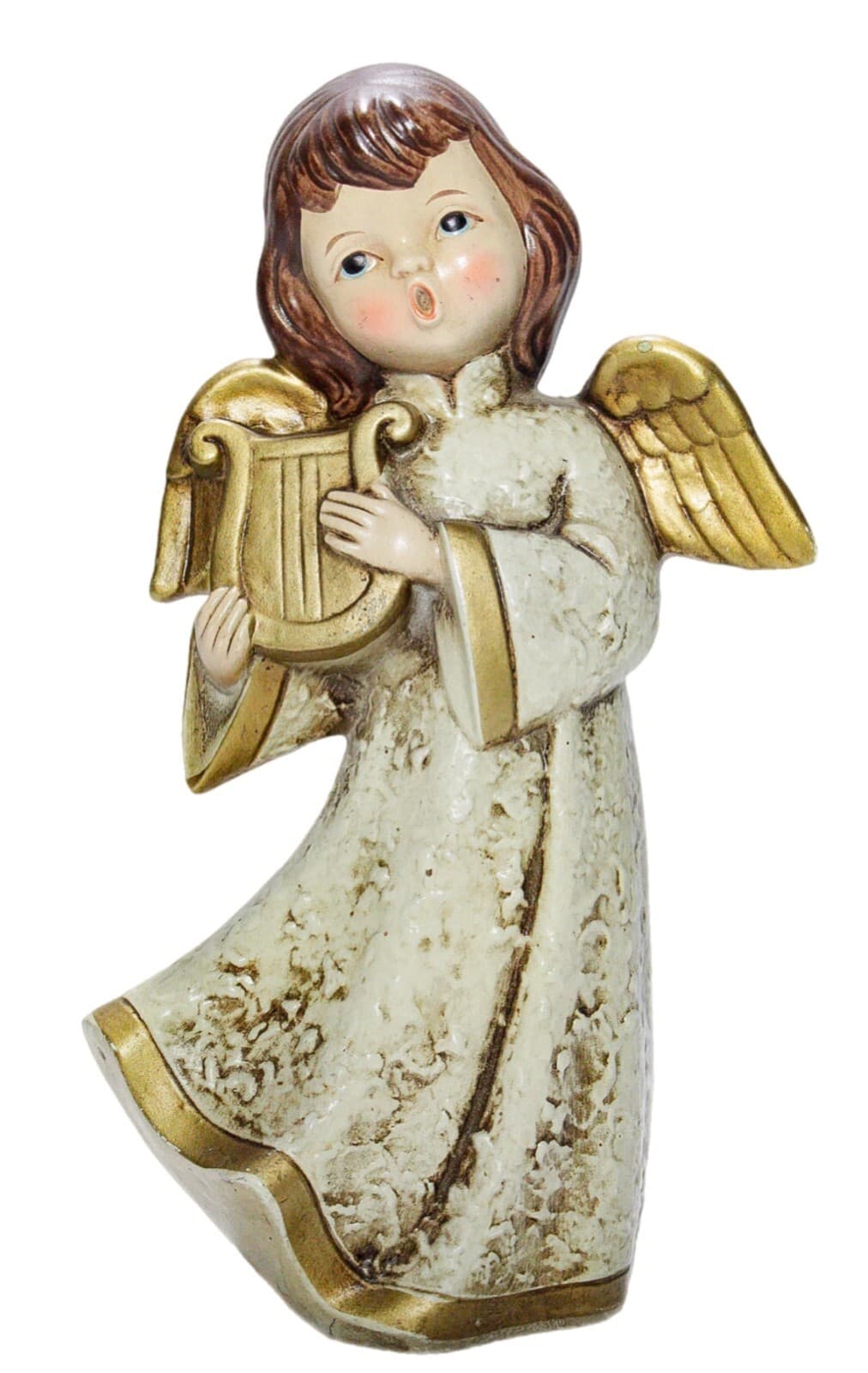 NORCREST Angel w/ Harp Musician Made In Japan Holiday Christmas Figure Sculpture - Image 1