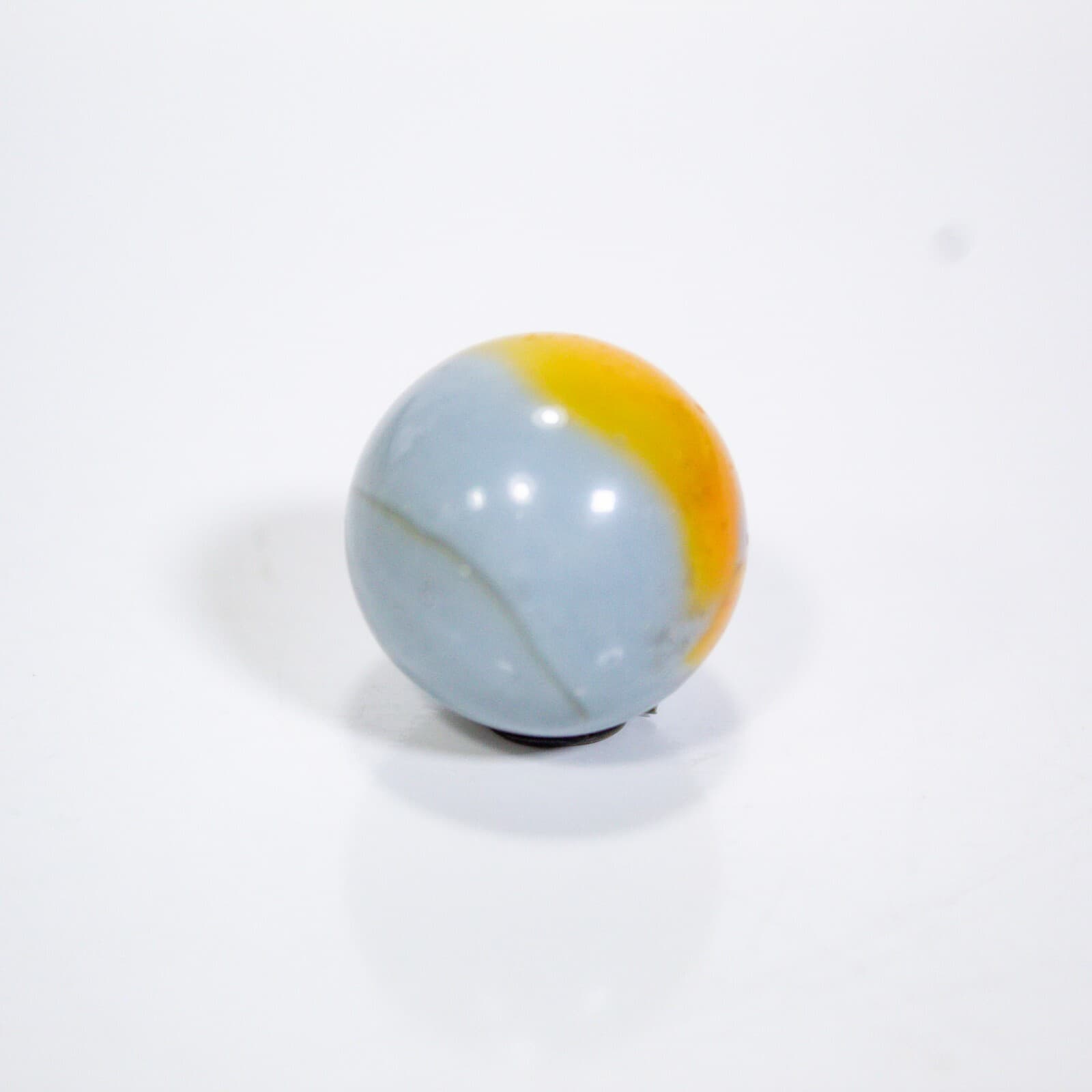 Vintage Peltier Glass Yellow & White Swirl Toy Marble 0.63" - Thumbnail 3