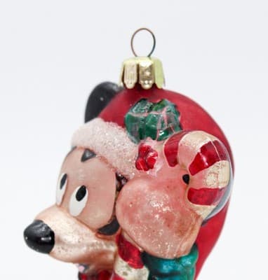 Vintage Disney Mickey Mouse w/ Candy Cane Blown Glass Christmas Ornament - Thumbnail 5