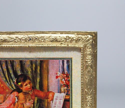 Vintage Artisan Dollhouse Miniature Wall Art "Two Young Girls at The Piano" 1:12 - Thumbnail 4