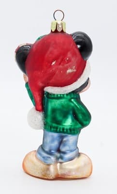 Vintage Disney Mickey Mouse w/ Candy Cane Blown Glass Christmas Ornament - Thumbnail 8
