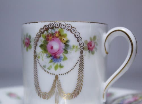 Vintage Antique Rosenthal Germany Floral Motif Demitasse Porcelain Cup & Saucer - Thumbnail 3