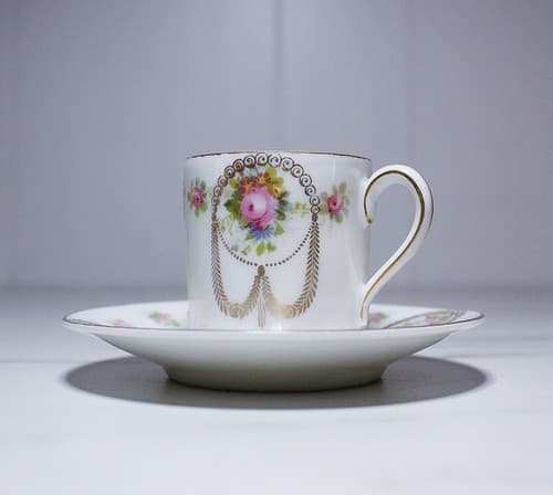 Vintage Antique Rosenthal Germany Floral Motif Demitasse Porcelain Cup & Saucer - Thumbnail 2