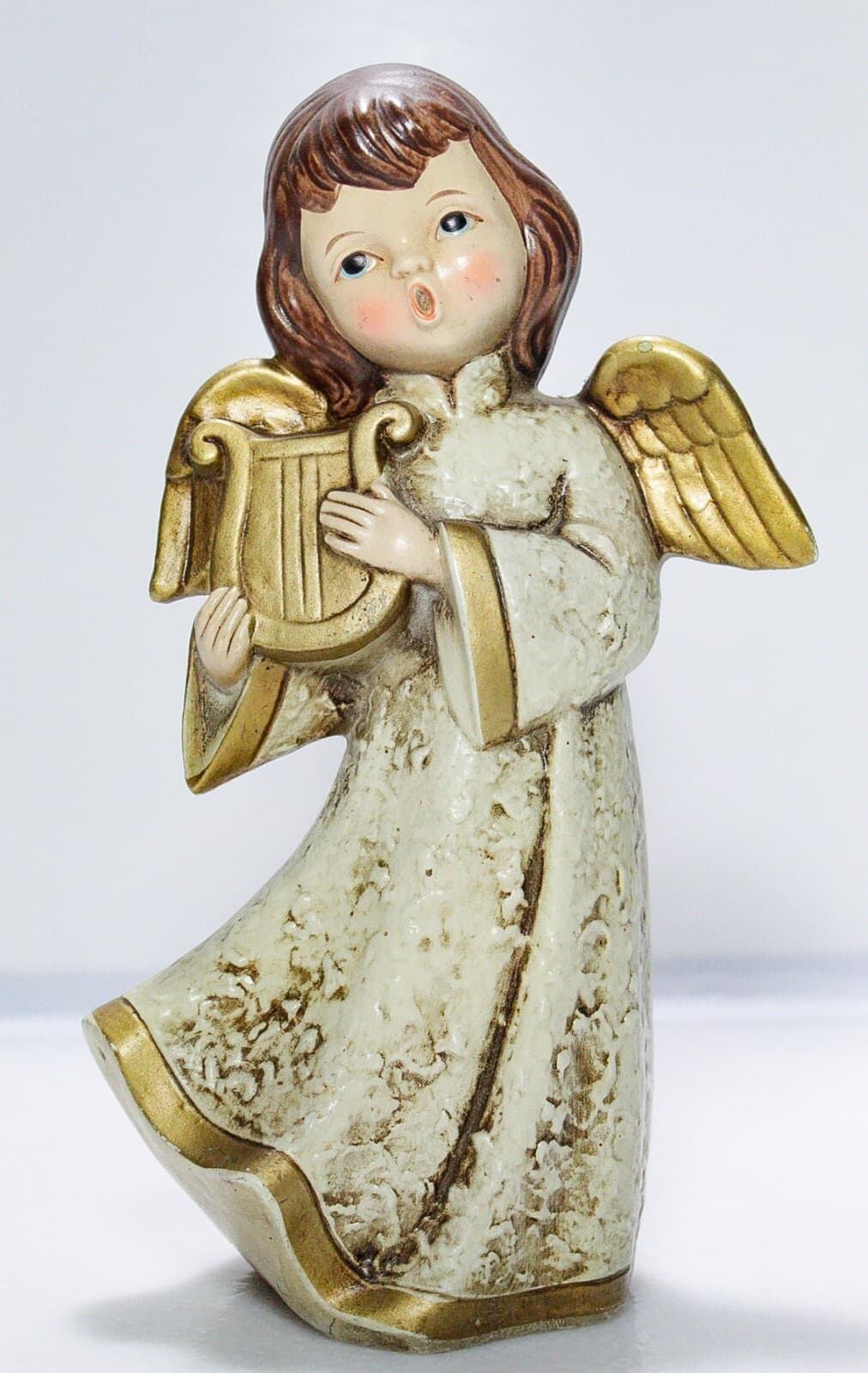 NORCREST Angel w/ Harp Musician Made In Japan Holiday Christmas Figure Sculpture - Thumbnail 7