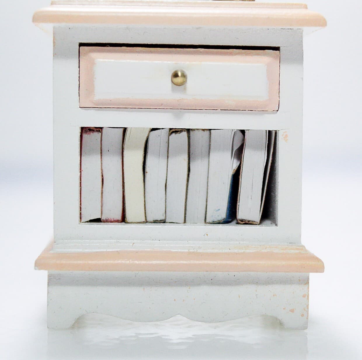 Vintage Miniature Dollhouse Bedside Cabinet Nightstand w/ Accessories - Thumbnail 3