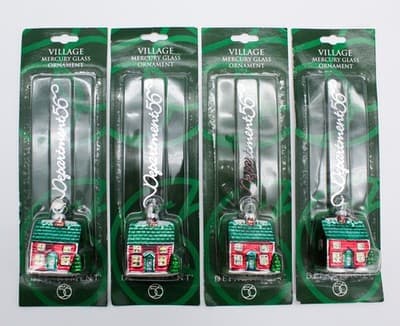 4 Vintage DEPARTMENT 56 Mercury Glass Cottage Christmas Ornament NIB - Thumbnail 5