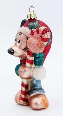Vintage Disney Mickey Mouse w/ Candy Cane Blown Glass Christmas Ornament - Thumbnail 4