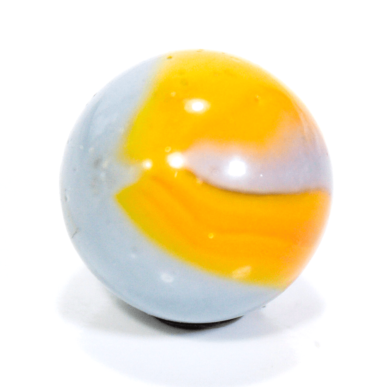 Vintage Peltier Glass Yellow & White Swirl Toy Marble 0.63" - Image 1