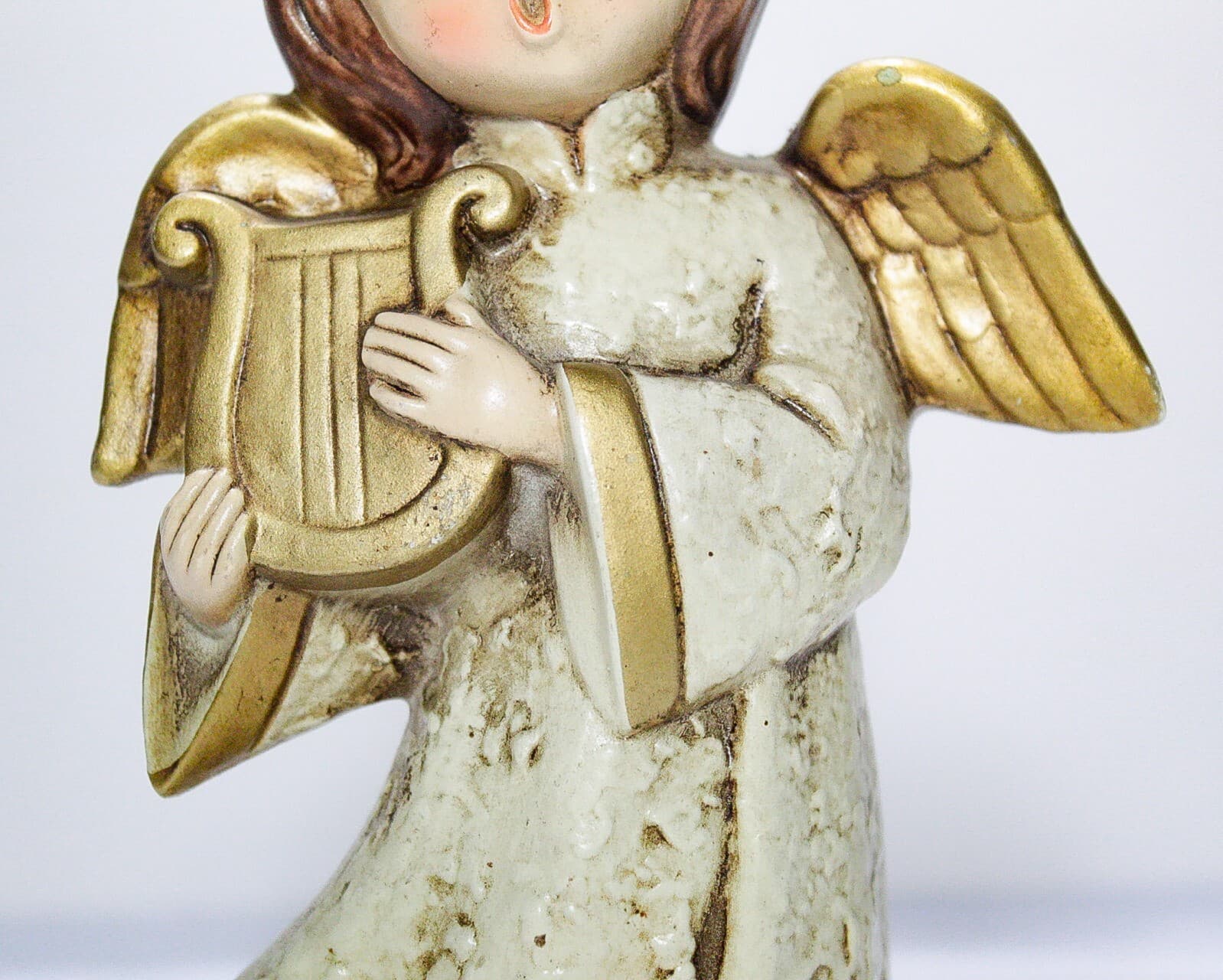NORCREST Angel w/ Harp Musician Made In Japan Holiday Christmas Figure Sculpture - Thumbnail 3