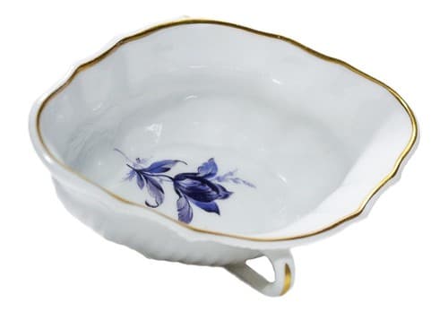 RICHARD GINORI Italy Floral Blue & White Gold Gilt Accent Porcelain Handled Bowl - Image 1