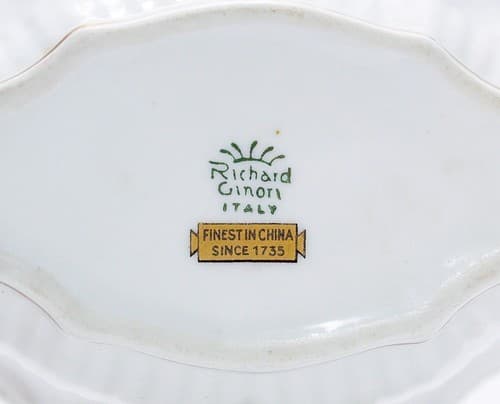 RICHARD GINORI Italy Floral Blue & White Gold Gilt Accent Porcelain Handled Bowl - Thumbnail 7
