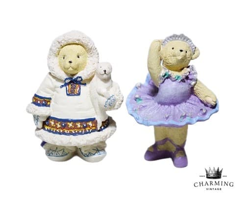 2 Vintage MUFFU VANDERBEAR Eskimo & Ballerina Christmas Ornaments - Image 1