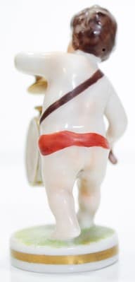 Antique MULLER VOLKSTEDT Dresden Boy Playing Drum & Cymbals Porcelain Figurine - Thumbnail 5
