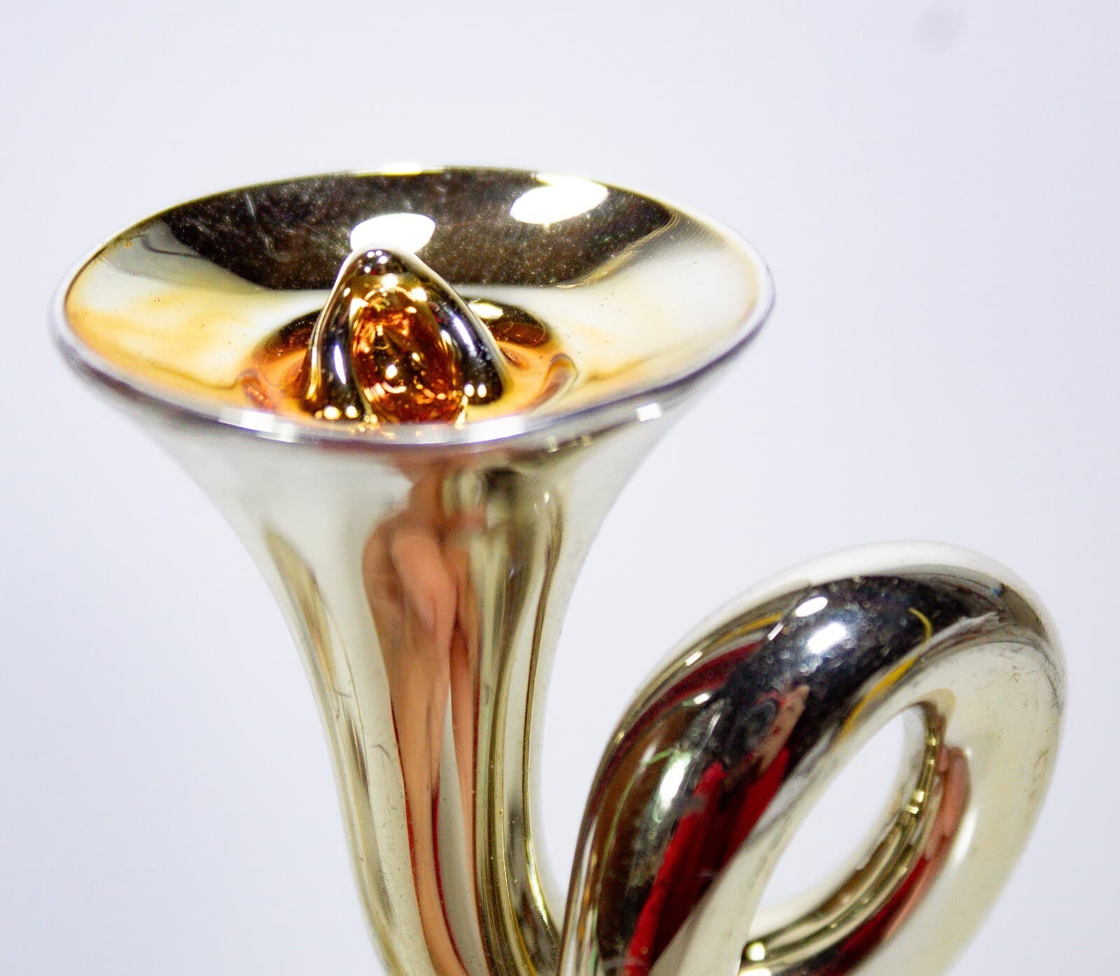 Vintage Mouth Blown Glass Silver Musical Trumpet Decorative Christmas Ornament - Thumbnail 3