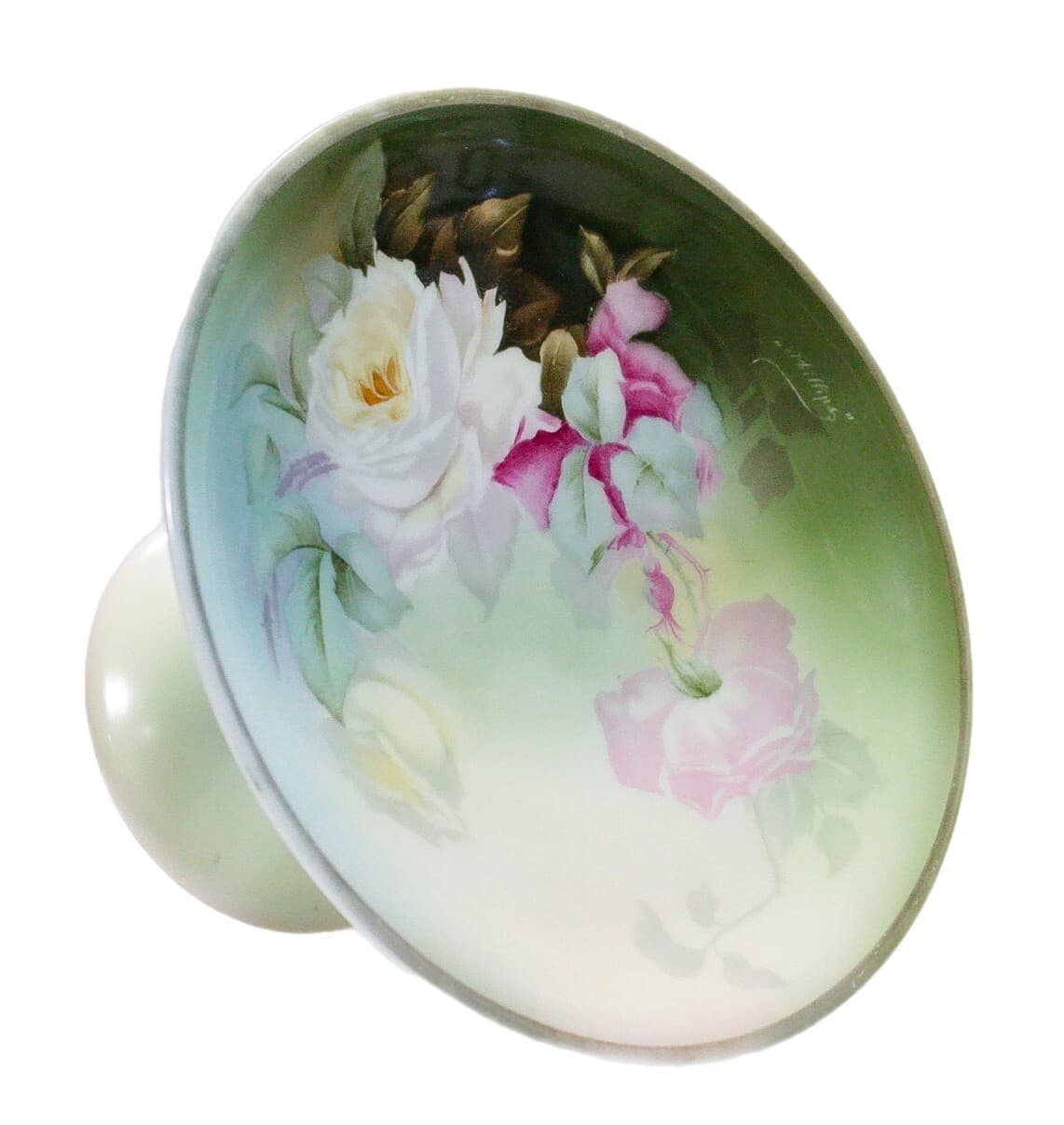 THOMAS Bavaria Hand Painted Floral Phillips Signed Pedestal Porcelain Dish - Image 1