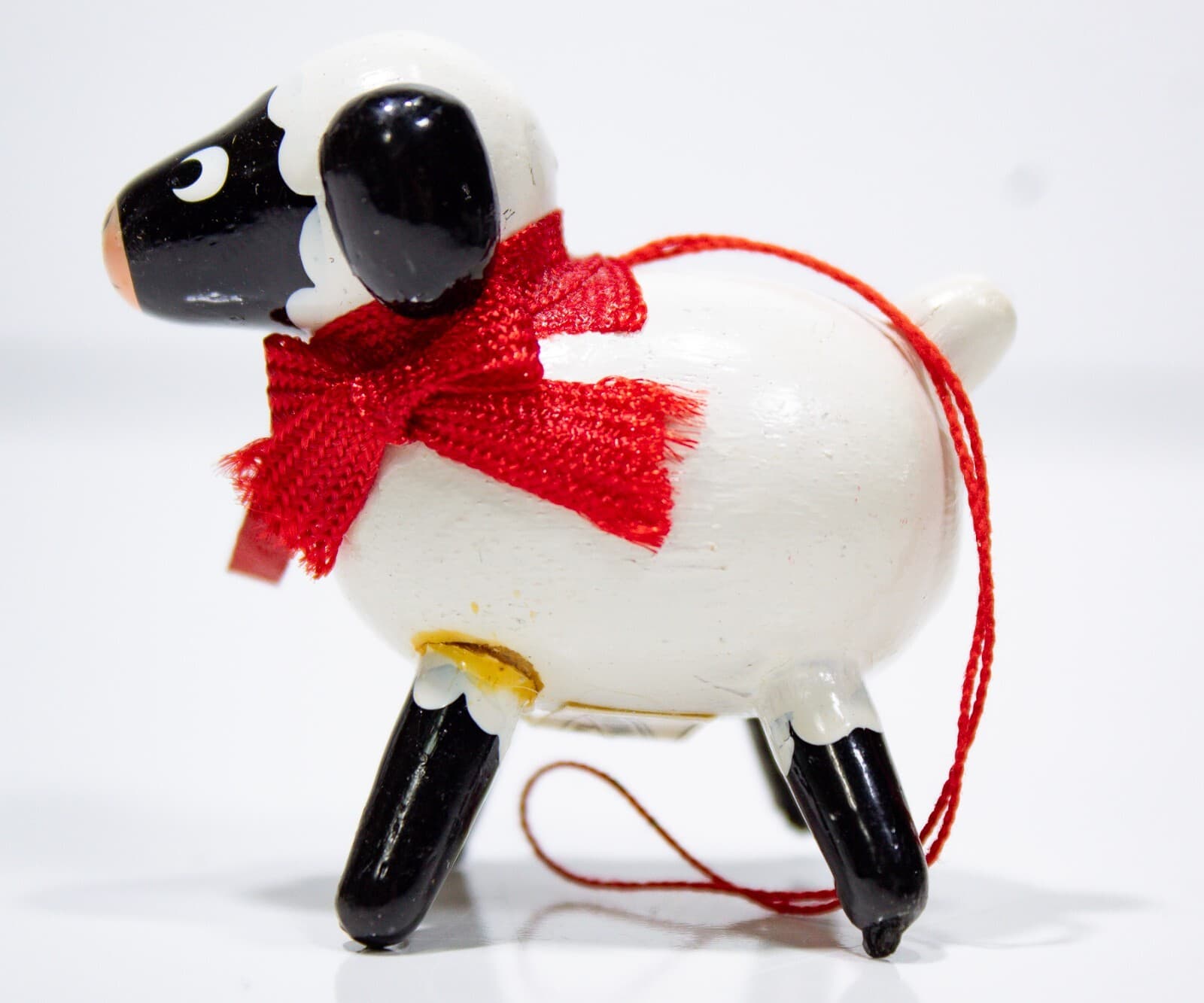 Midwest Taiwan Wooden Hand Painted Sheep With Heart Necklace Christmas Ornament - Thumbnail 2