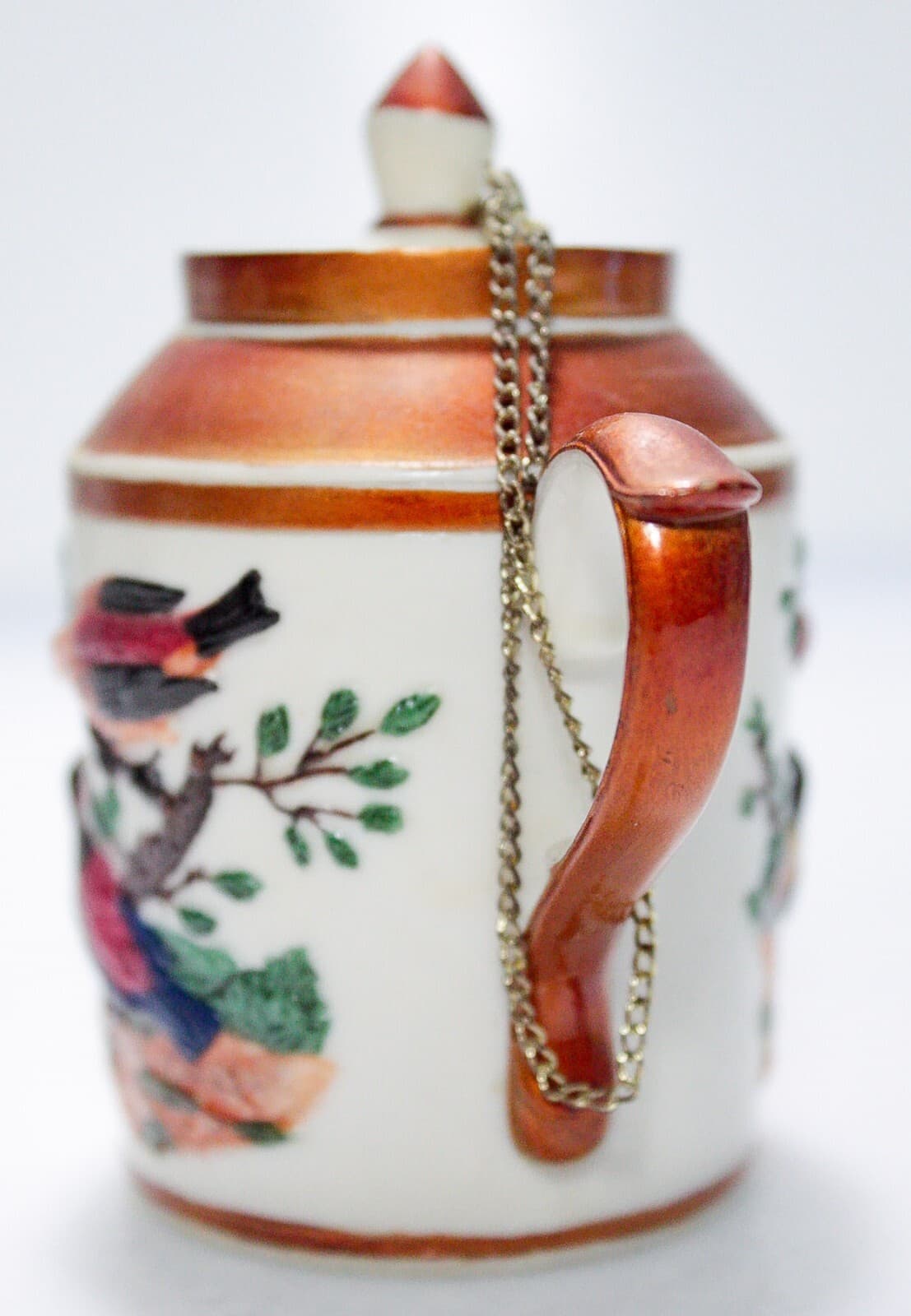 NINI Vintage Hand Painted Birds Motif Miniature Porcelain Lidded Teapot - Thumbnail 4