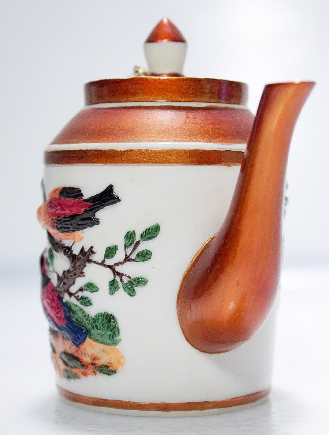 NINI Vintage Hand Painted Birds Motif Miniature Porcelain Lidded Teapot - Thumbnail 6