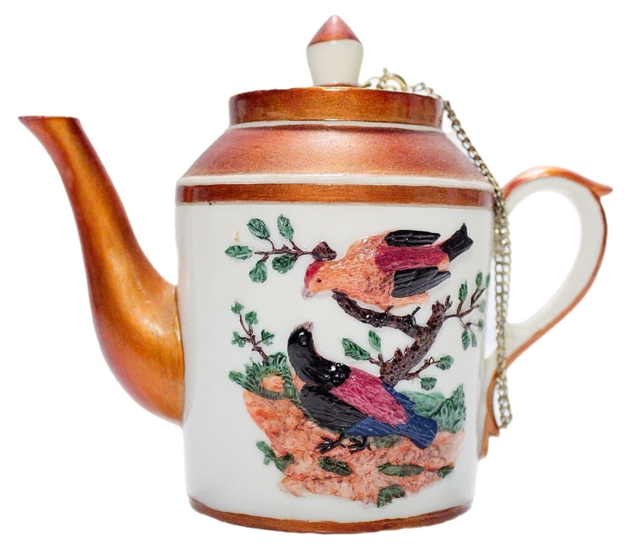 NINI Vintage Hand Painted Birds Motif Miniature Porcelain Lidded Teapot - Image 1
