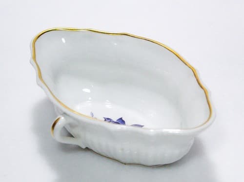 RICHARD GINORI Italy Floral Blue & White Gold Gilt Accent Porcelain Handled Bowl - Thumbnail 4