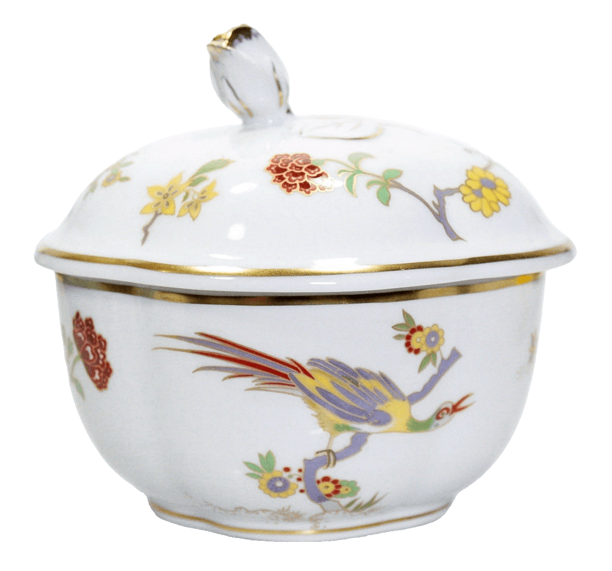 RICHARD GINORI Made In Italy Bird Of Paradise Pattern Rose Finial Porcelain Box - Image 1