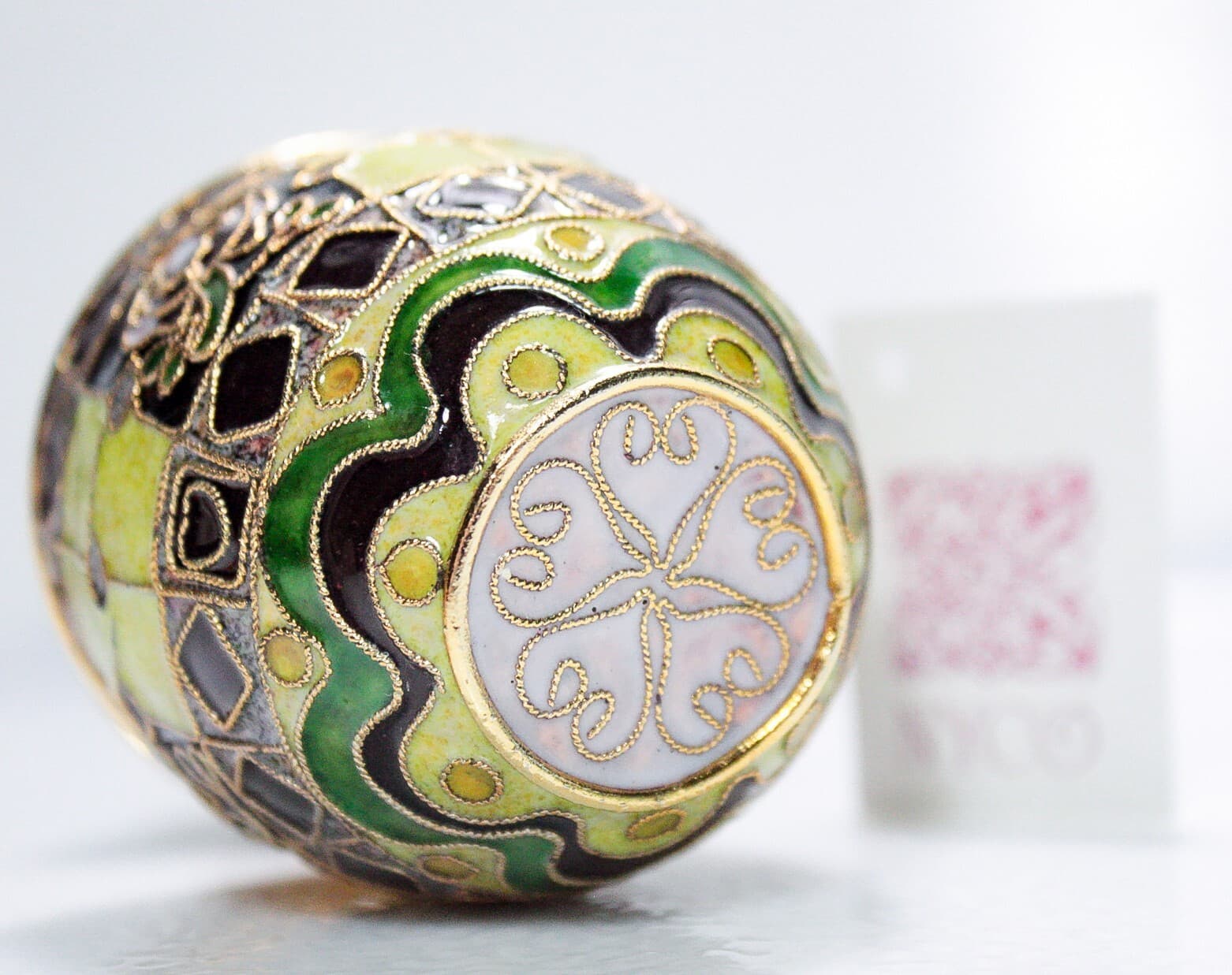 NYCO Vintage Cloisonne Enamel Multicolor Floral Motif Egg Covered Trinket Box - Thumbnail 6