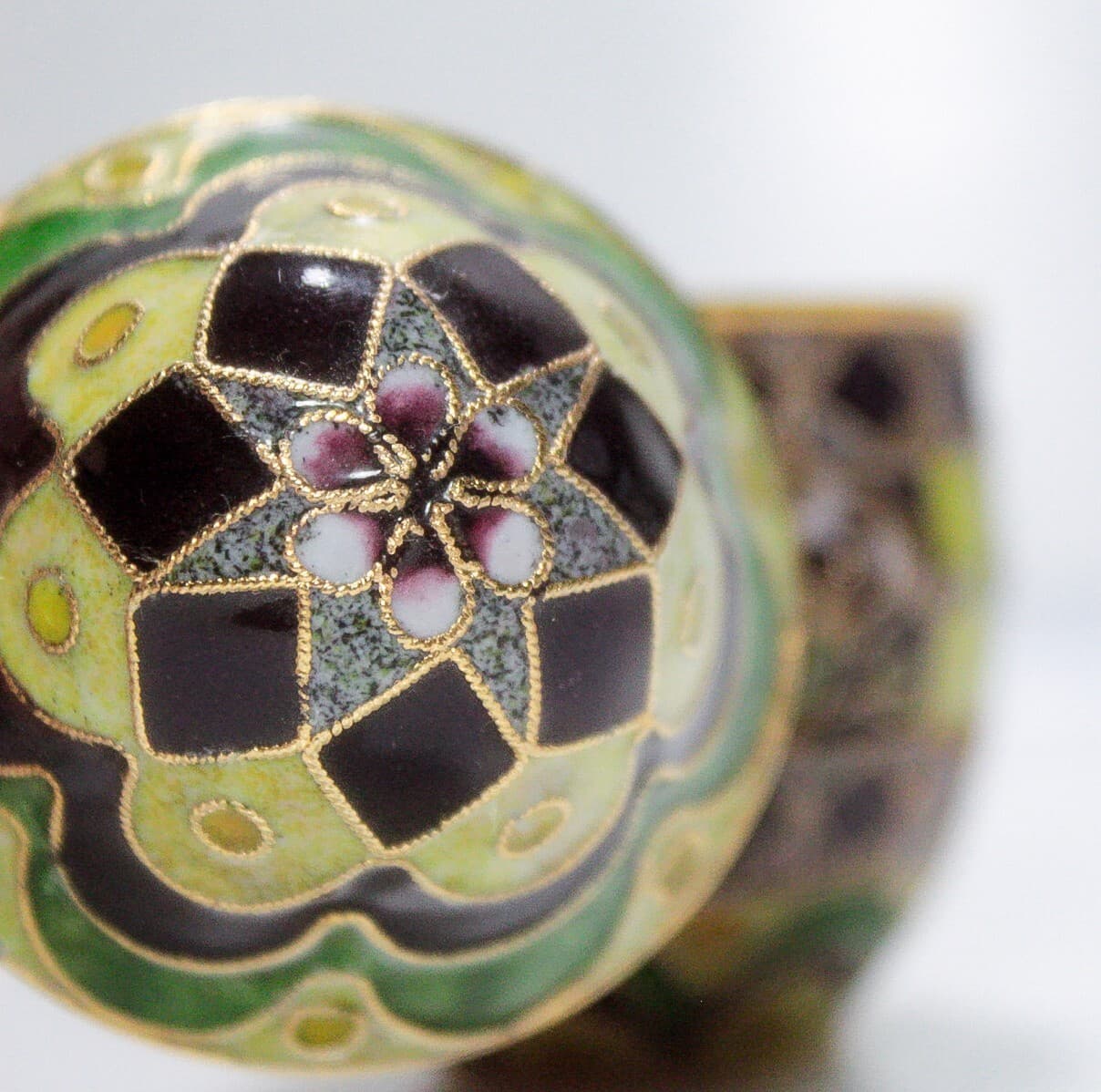 NYCO Vintage Cloisonne Enamel Multicolor Floral Motif Egg Covered Trinket Box - Thumbnail 4