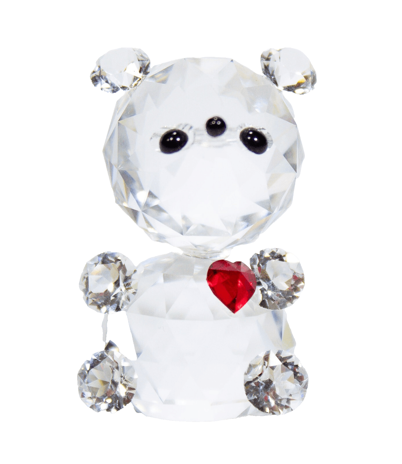 Vintage Crystal Miniature Teddy Bear With Red Heart Miniature Animal Figurine - Image 1