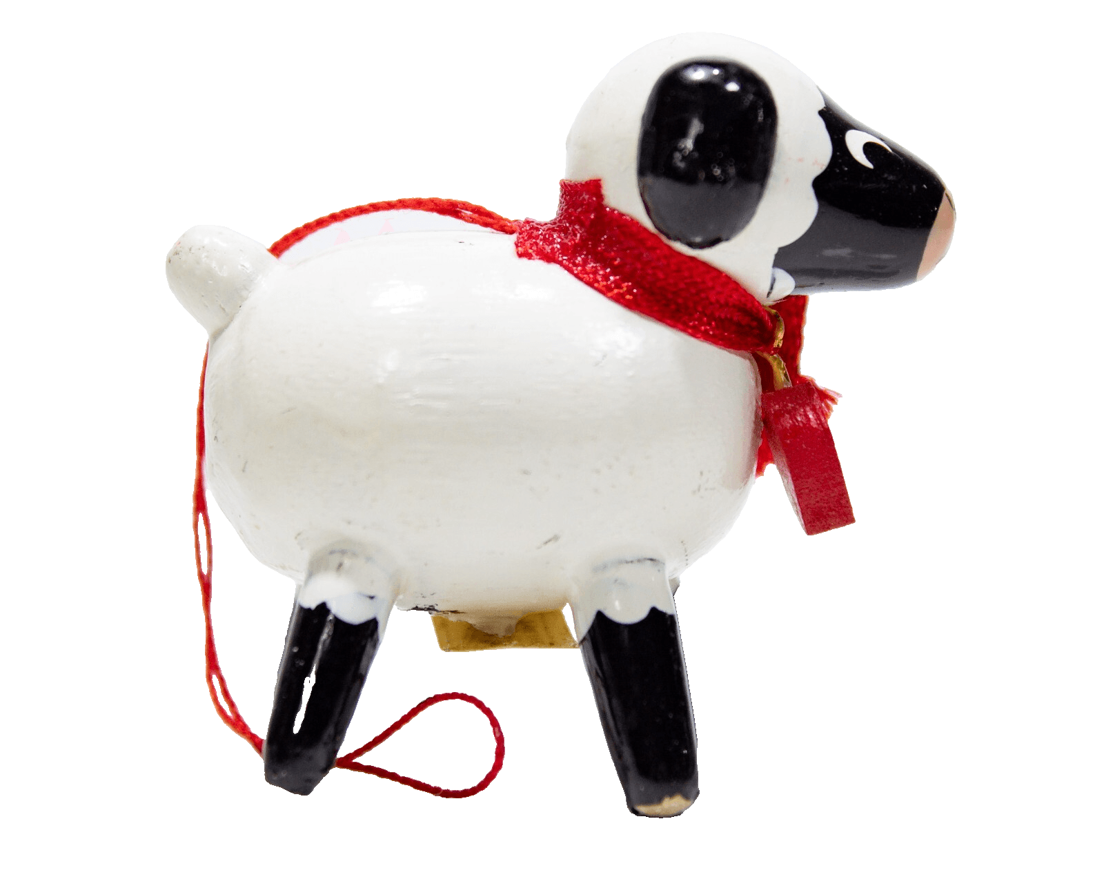 Midwest Taiwan Wooden Hand Painted Sheep With Heart Necklace Christmas Ornament - Image 1