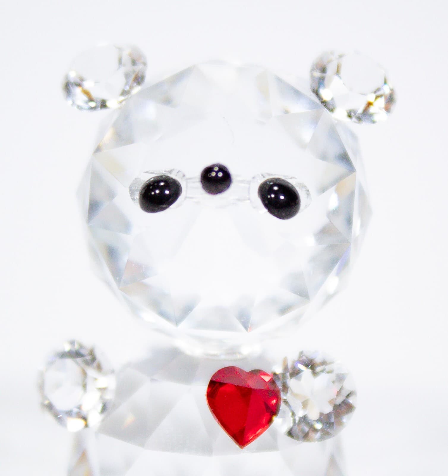 Vintage Crystal Miniature Teddy Bear With Red Heart Miniature Animal Figurine - Thumbnail 5