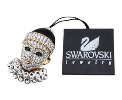 Swarovski Austria Fine Crystal Pierrot Enamel Harlequin Pin Brooch New In Box - Image 1